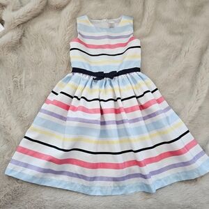 Gymboree Pastel Striped Dress with Navy Bow